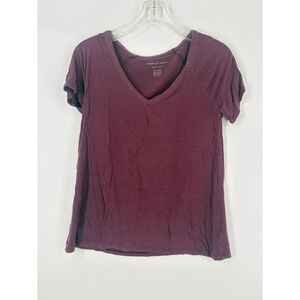 American Eagle Soft Sexy Burgundy V Neck Short Sleeve T Shirt Women XS